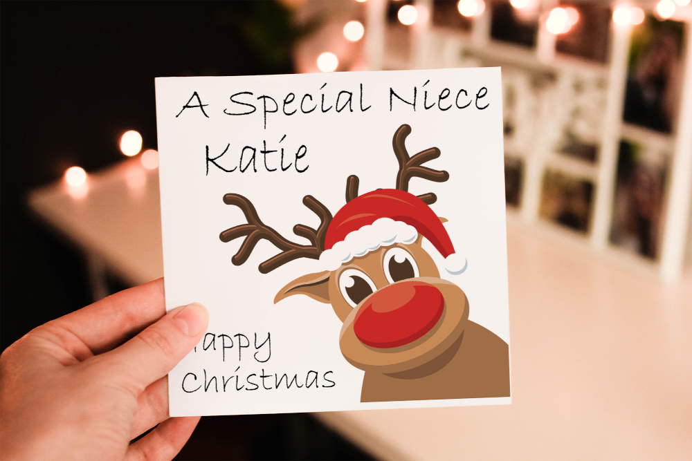 Special Niece Rudolf Christmas Card, Niece Christmas Card